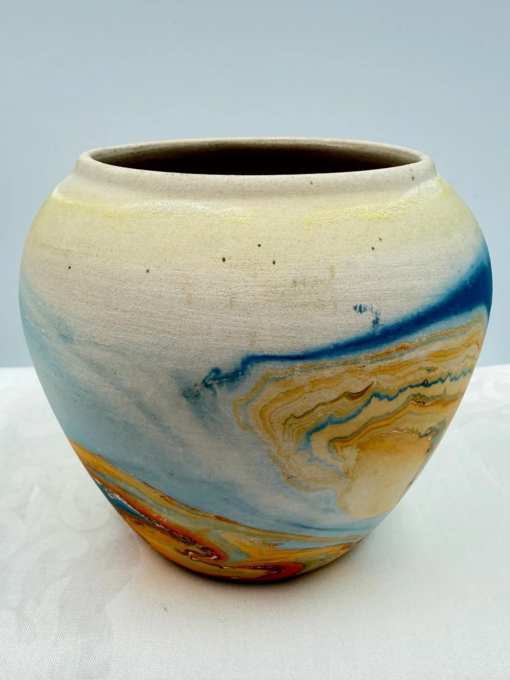 Nemadji Pottery Vase Multicolor Earth Tones Southwest 4.5